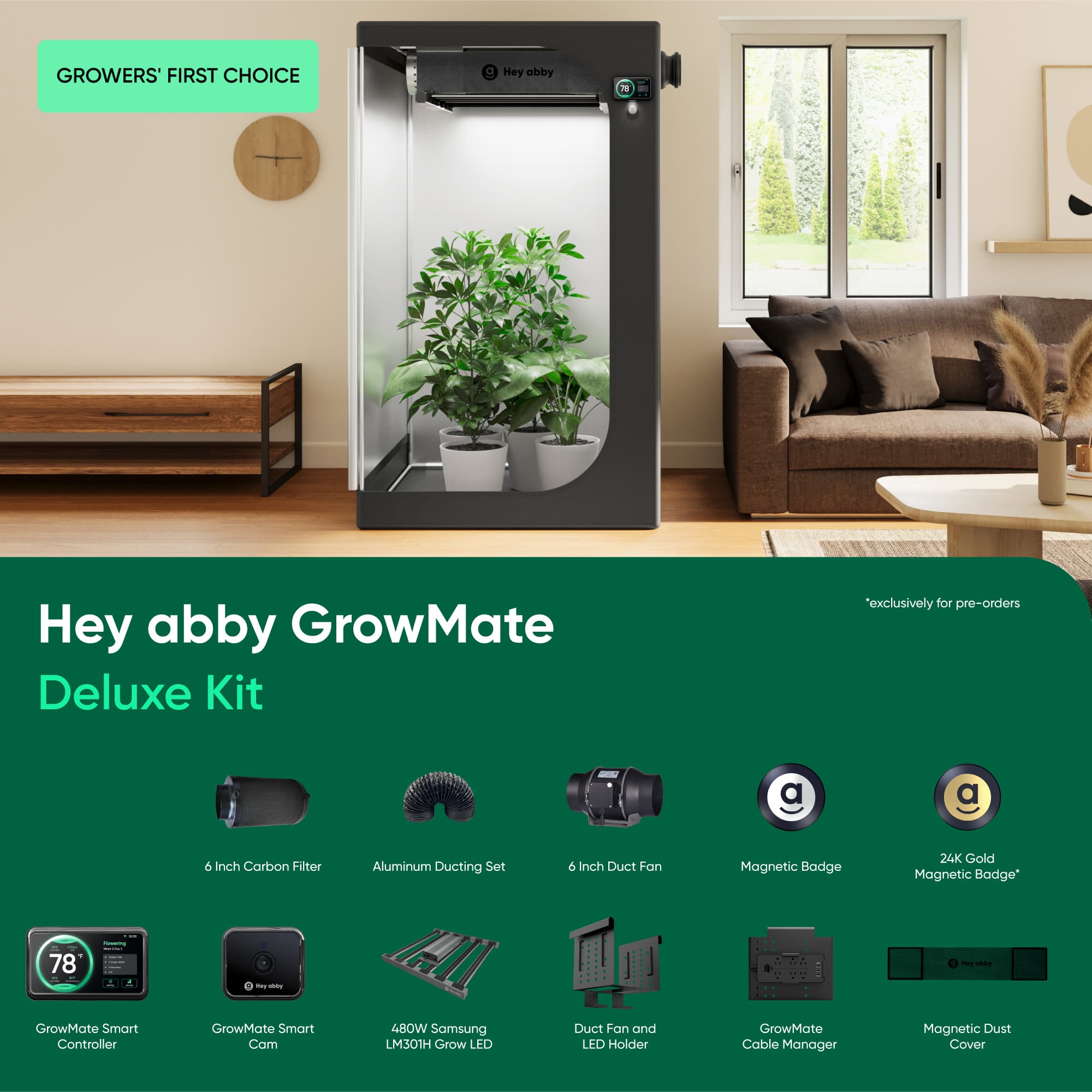 Hey abby GrowMate Deluxe Kit_4x4 small grow tent kit